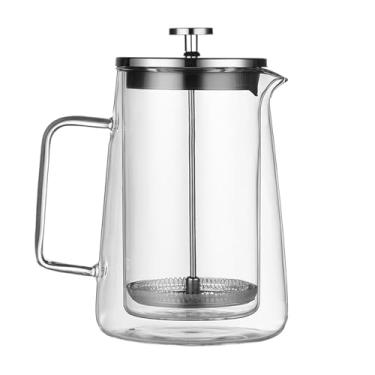 Imagem de Prensa de Café - Copo De Vidro E Aço Inoxidável Com Isolamento De Dupla Parede,Prensa Para Infusao De Cha - Para Viagens De Camping Ar Livre Escritorio Casa E Cafe