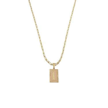 Imagem de Cordão 60Cm Masculino Feminino Pingente Letra I Banhado Ouro