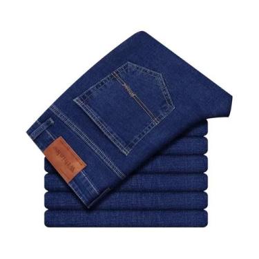 Imagem de Calças Jeans Clássicas Para Homens, Estilo Casual De Negócios, Stretch