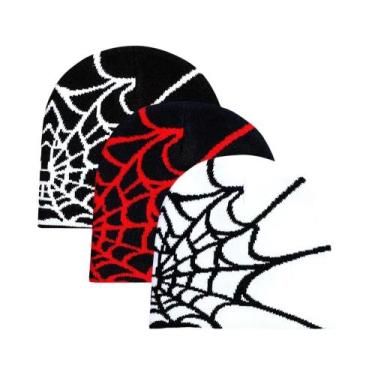 Imagem de Gorros De Tricô Femininos Y2K Com Estampa De Teia De Aranha, Pacote Co