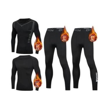 Imagem de Conjunto De Roupa Térmica Masculina Para Inverno, Forrado Com Fleece Q