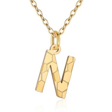 Imagem de RUOOUY Colar feminino com inicial de futebol banhado a ouro 18K, pingente de letra A-Z, joia de futebol, acessórios esportivos, presente de Natal para namorada, filha, Aço inoxidável, Sem Pedra