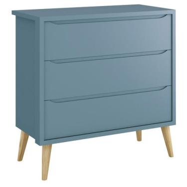 Imagem de Cômoda Gaveteiro Théo New Azul Fosco com Natural - Reller