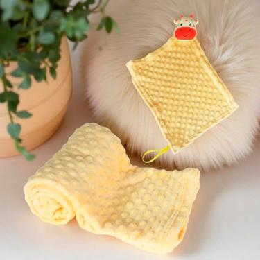 Imagem de Mantinha de Bebê Manta Cobertor Menino Menina Infantil Premium 02 Peça(Girafa Amarela)