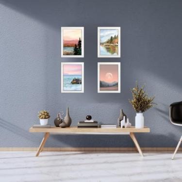 Imagem de Decoratto Kit 4 Porta Retrato 13x18 Moldura Branco em Madeira com Vidro