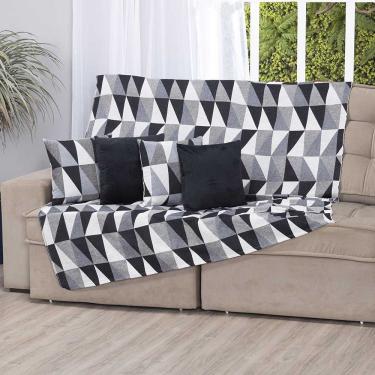 Imagem de Manta Xale Turin 2,40m x 1,50m Sofá Cama Tecido Jacquard 01 Peça - Losango Preto - 60% Algodão/ 40% Poliéster