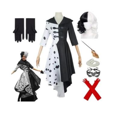 Imagem de Fantasia De Bruxa Deville Preta E Branca Para Adultos Com Luvas Para M