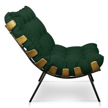 Imagem de Kit 2 Poltronas Costela Veludo Verde Base Metálica Pallazio