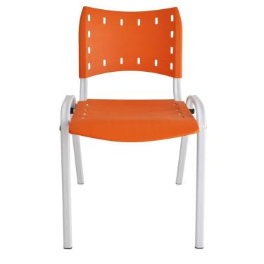 Imagem de Cadeira Iso para Escola Escritório Comércio Laranja Base Branca
