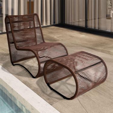 Imagem de Poltrona Espreguiçadeira Portugal Em Alumínio E Cordão Fibra Tabaco