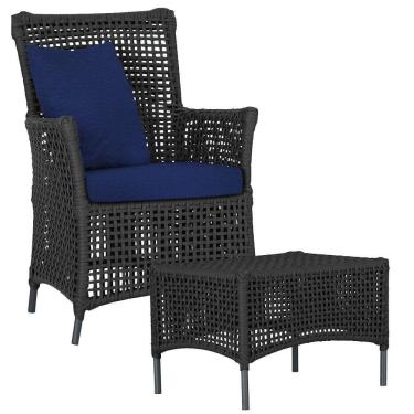 Imagem de Poltrona E Mesa Igapó Em Alumínio Preta Corda Náutica E10 Preto