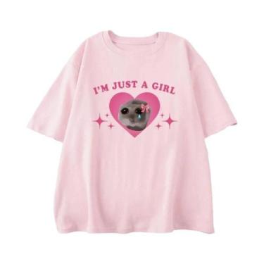 Imagem de Camiseta Casual De Verão Para Meninas Com Estampa De Hamster, Manga Cu