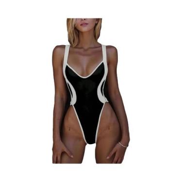 Imagem de Maiô Feminino De Verão Para Praia, Sem Costas, Com Patchwork, Estilo B