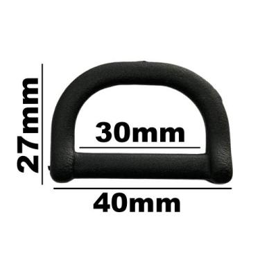 Imagem de 10un Meia Argola 30mm Preta Plástico Alça Bolsa Cadarço Fita Lua