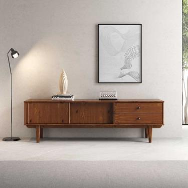 Imagem de Rack Para Sala TV 75 Madeira 2 Gavetas Castanho 175 cm Simona
