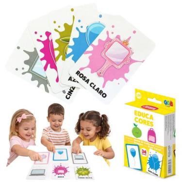 Imagem de Jogo Educa Cores Pedagogico Infantil Rosa Educativo Azul Pçs - GGB