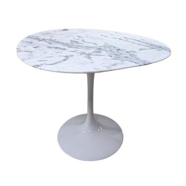 Imagem de Mesa De Jantar Sol Saarinen Orgânica E Marmore Branco Extra 110x100cm