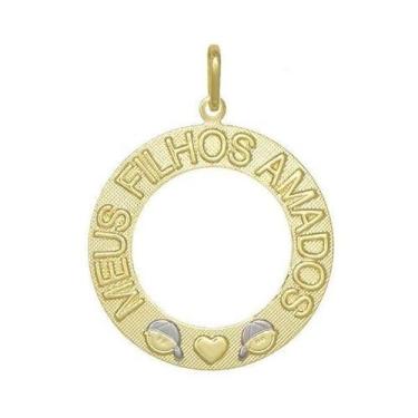 Imagem de Pingente Mandala Meus Filhos Amados Com 2 Meninos - Brilhante Folheado