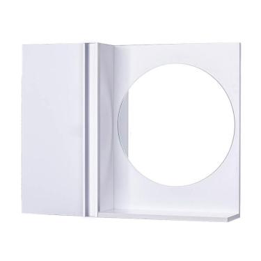 Imagem de Armário Banheiro com Espelho Redondo Branco Barra Vertical