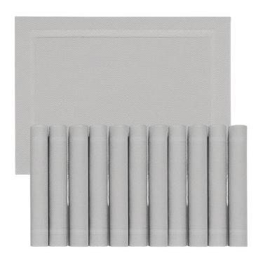 Imagem de Jogo 12 Lugar Americano Retangular Mesa Pvc Cinza Claro Executivo 30x45cm Em Casa Tem