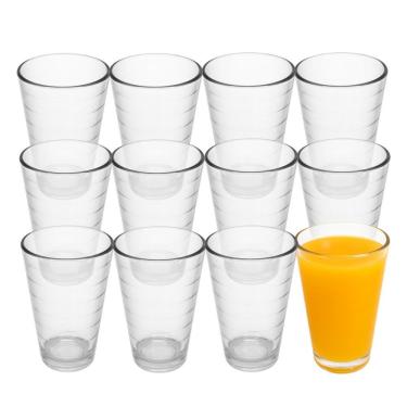 Imagem de Jogo 12 Copo De Vidro 200ml Suco Refrigerante água Lines Rings Fratelli