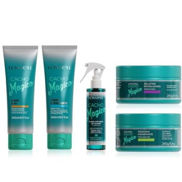 Imagem de Kit Lowell Cacho Magico Shampoo 240ml Mascara, Creme, Gelatina e Ativa