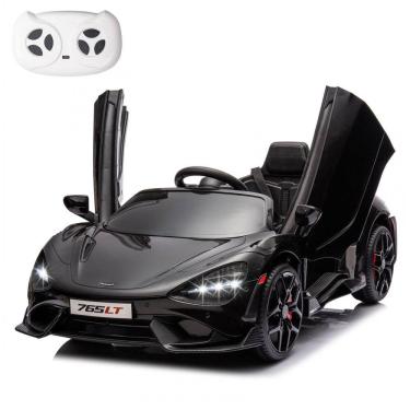Imagem de Carro Elétrico Infantil McLaren765LT MUKIDY Preto 12V, Controle Remoto, Música, Luzes LED, 3 Velocidades, Cinto Segurança, Modelo Licenciado
