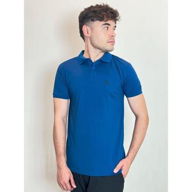 Imagem de Polo Piquet Masculina Com Botão Polo Wear Azul-Masculino