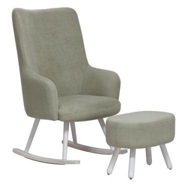 Imagem de Poltrona de Amamentação Balanço com Puff Lia Bouclé Verde Claro - Next