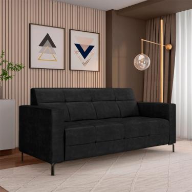 Imagem de Sofá Living Decorativo Houston 2 Lugares 200cm Pés em Metal PU Preto G33 - Gran Belo