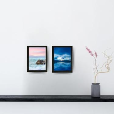 Imagem de Decoratto Kit 8 Porta Retrato 15x21 Moldura Preta em Madeira