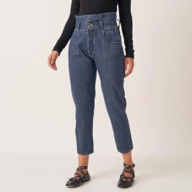 Imagem de Calça Jeans Mom Cintura Super Alta Cós Elástico Clochard-Feminino