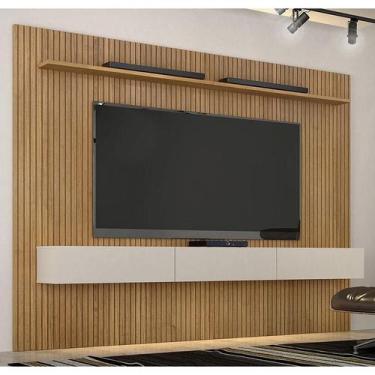 Imagem de Home Suspenso Frisado Ambiente Curitiba 2240 com Nicho Cinamomo Off Wh