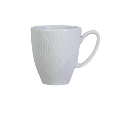 Imagem de Caneca Chá Café Branca Relevo Sinuosa 308 ml Porcelana - Germer Porcel