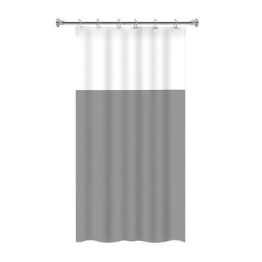 Imagem de Cortina De Box Para Banheiro Em Pvc Com Visor Liso – 138x198cm – Cinza