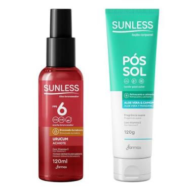 Imagem de Kit Sunless Bronzeador Urucum 120ml + Pós-Sol Aloe 120ml - FARMAX