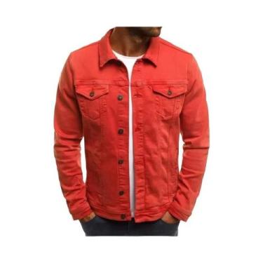 Imagem de Jaqueta Jeans Slim Fit Masculina Hip-Hop Streetwear Casual Algodão Clá