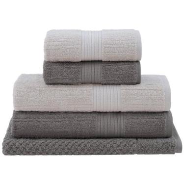 Imagem de Jogo toalha de banho gigante 5 peças fio penteado - buddemeyer, Bege e