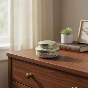 Imagem de Latas Decorativas Mandala Kit 2 Porta Joias Porta Objetos Estilo Moder