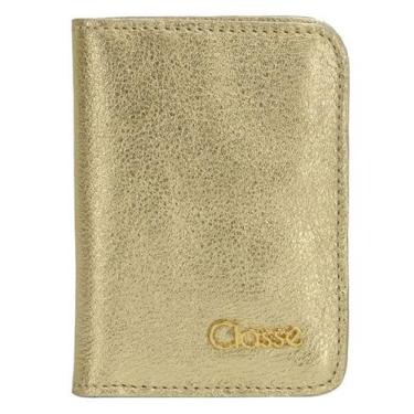 Imagem de Carteira feminina classe couro slim porta cartões, Dourado