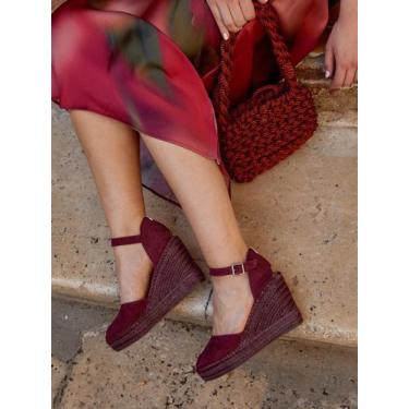 Imagem de Sandália Jara Anabela Alta Camurça Granada - Alhamas, Não se aplica, 3