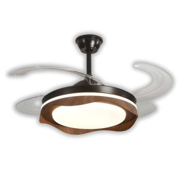Imagem de Ventilador de Teto Retrátil Woodline Preto Bivolt Led Multicolor Dimet