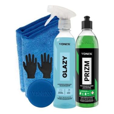 Imagem de Kit Glazy 500ml Prizm Aplicador Pano Redutor De Risco Vonixx