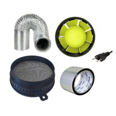Imagem de Kit Profan Exaustor 100mm + Filtro Carvão Ativado + Duto Grow Indoor -