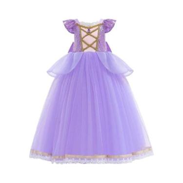 Imagem de Vestido De Princesa Azul Roxo Para Meninas, Fantasia De Cinderela Com 