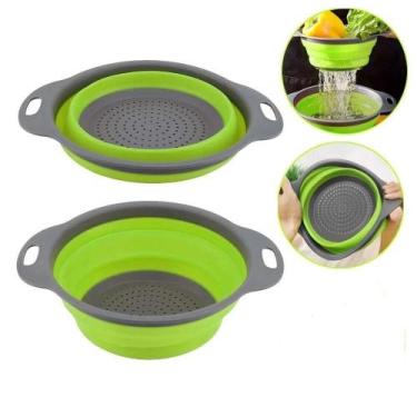 Imagem de Escorredor Retratil Em Silicone Macarrao Legumes Arroz Salada Cozinha 