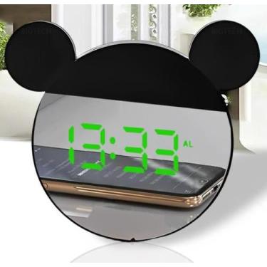 Imagem de Relógio Despertador LED Mickey Espelho Digital - Genérico