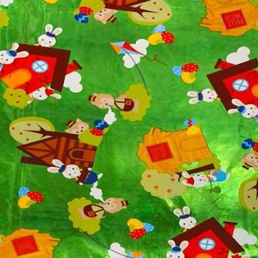 Imagem de Folha para Ovos de Páscoa Metalizado Os 3 Coelhinhos Verde 69x89cm - 5