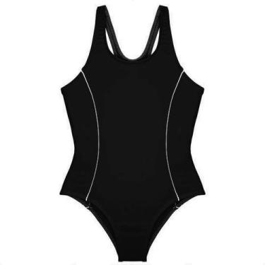 Imagem de Maiô Feminino Adulto Preto Liso Básico Natação Hidroginástica iSport, 