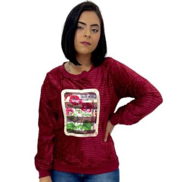 Imagem de Blusa De Frio Feminina Aveludada Manga Longa Gola Careca - ANJ MODAS, 